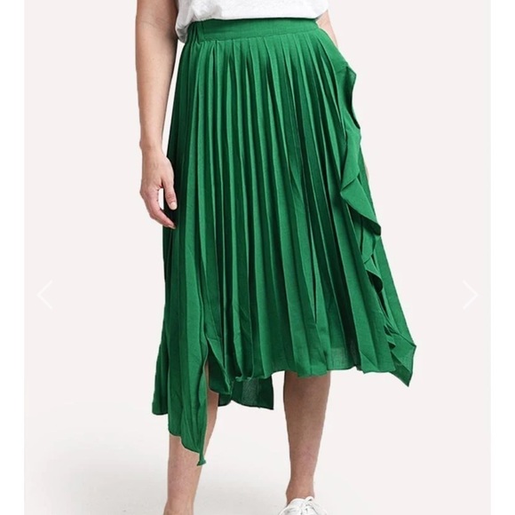 GLAM PLEATED RUFFLE MIDI SKIRT - Picture 2 of 7